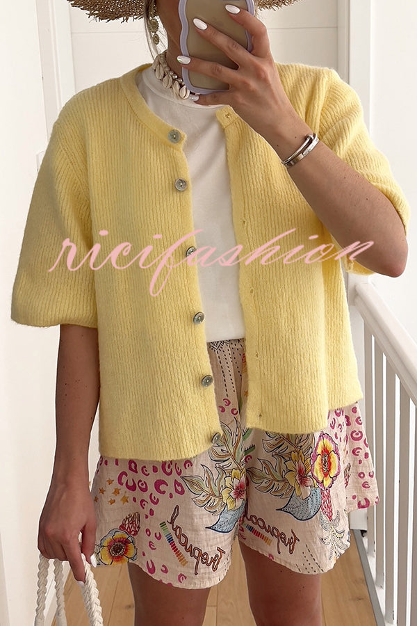 Solid Color Casual Buttoned Loose Knitted Cardigan